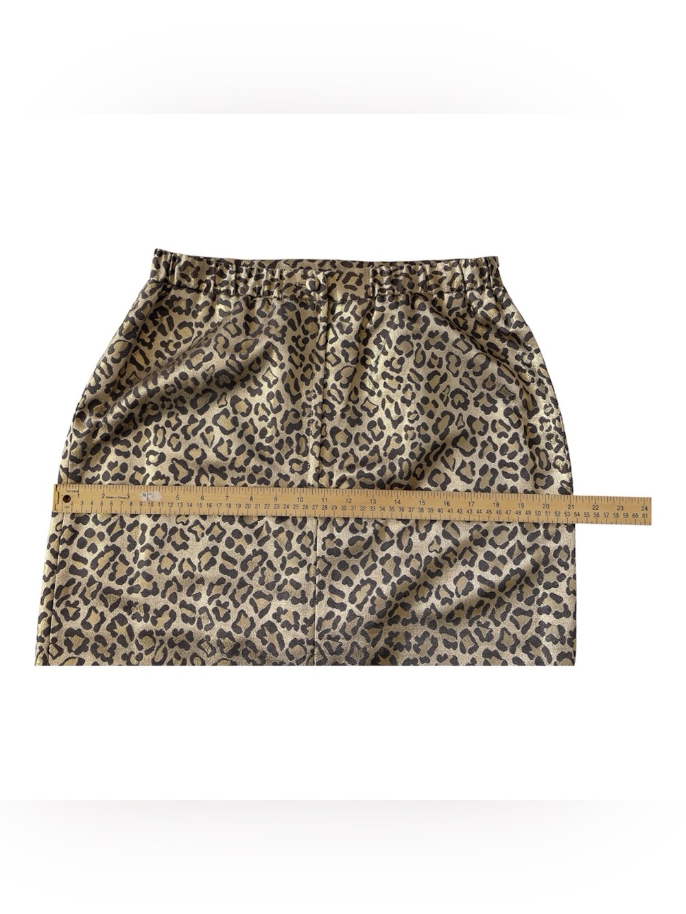 Leopard Print Midi Women's Skirt with Elastic Waist. 12 - Picture 10 of 10